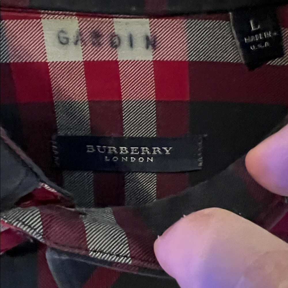 Burberry Check Button Down Size Large - image 2